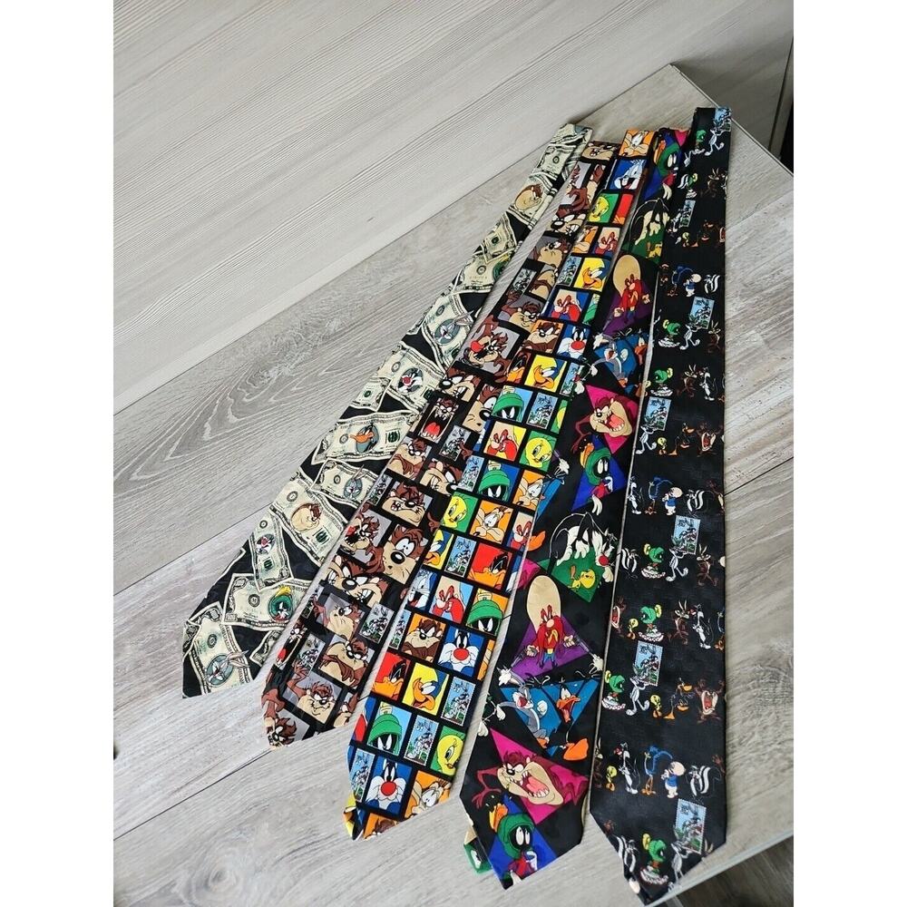 Lot of 5 Mens Ties Looney Tunes‎ Martian Devil Tweety Bunny Sam Work Fun Cartoon